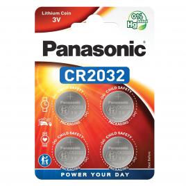 Set baterii cr2032 panasonic 3v lithium 20x3.2mm 4buc blister cr-2032el/4b