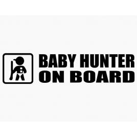 Sticker autocolant autoturism - Baby hunter on board - 15 x 3.5 cm Negru