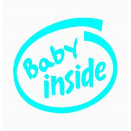 Sticker autocolant autoturism - Baby inside - 13 x 12 cm Albastru