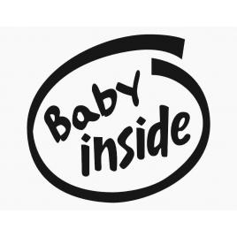 Sticker autocolant autoturism - Baby inside - 13 x 12 cm Negru