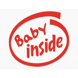 Sticker autocolant autoturism - Baby inside - 13 x 12 cm Rosu