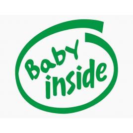 Sticker autocolant autoturism - Baby inside - 13 x 12 cm Verde