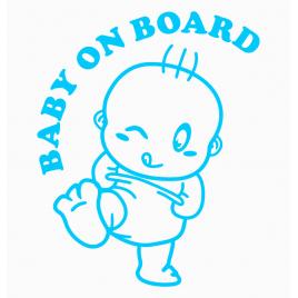 Sticker autocolant autoturism - Baby on board kick - 11.6 x 15.2 cm Albastru