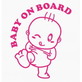 Sticker autocolant autoturism - Baby on board kick - 11.6 x 15.2 cm Roz