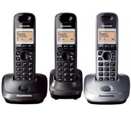 Telefon fara fir DECT Panasonic KX-TG2512FXT + KX-TG2511FXM, Caller ID, 3 receptoare, Negru/ Argintiu