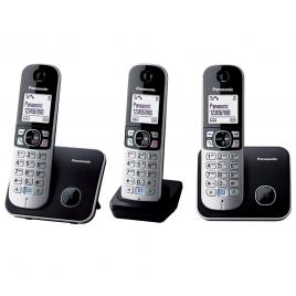 Telefon fara fir DECT Panasonic KX-TG6812FXB + KX-TG6811FXB, Caller ID, 3 receptoare, Negru/Argintiu.