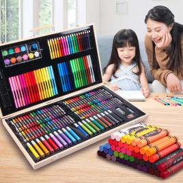 Set 180 piese pentru desen pentru copii sau adulti, creioane colorate, vopsele