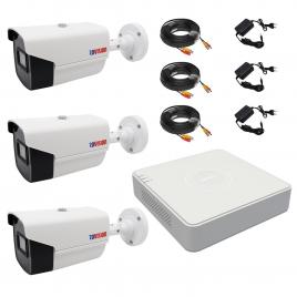 Sistem supraveghere video 3 camere rovision2mp22 by hikvision, 2mp full hd, lentila 2.8mm, ir 40m, dvr 4 canale 1080p lite, accesorii