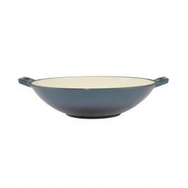 Vas de fonta tip wok, emailat, albastru, 35.5x11 cm, perfect home 