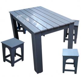 Set masa pentru gradina cu scaune gri din PVC