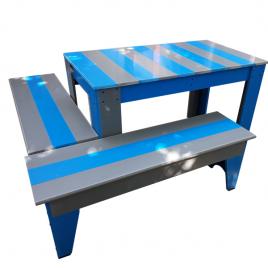Set masuta cu canapele pentru gradina gri/albastru PVC