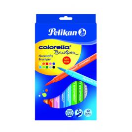 Carioca colorella super brush, set 10 culori, varf tip pensula