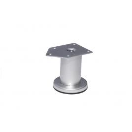 Picior metalic reglabil pentru mobilier, H=100 mm, Ø 42 mm, finisaj aluminiu