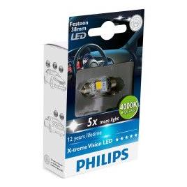 Bec auto LED auxiliar Philips C5W Xtreme Vision 5 x more light 12V 1W 4000K 1 Buc