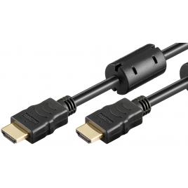 Cablu hdmi2.0 - hdmi2.0 2m 4k ultra hd 2160p 60hz cu ethernet earc 18gbit/s contacte aurite negru goobay 61301