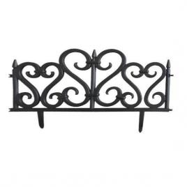 Gard de gradina decorativ, plastic negru, set 4 buc, 59.5x32.5 cm