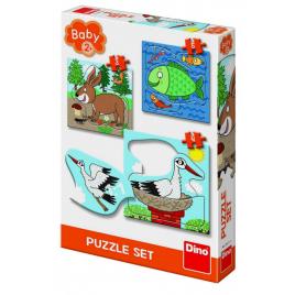 Baby puzzle - unde locuiesc animalele? - set 3 puzzle