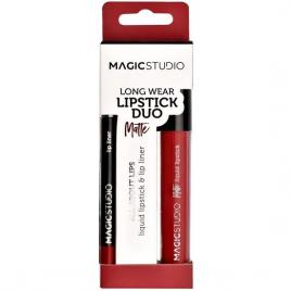 Set perfect lips ruj lichid mat si creion contur, nr.3, 40's red, magic studio