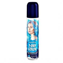 Spray colorant pentru par, fixativ, venita, 1-day color, nr 02, albastru deschis