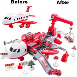 Avion Cargo Pentru Copii Simulator Transport Cu Sunete Si Lumini Red