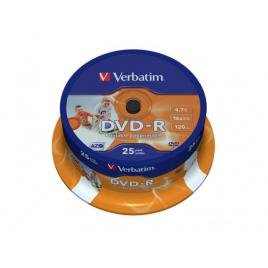 Verbatim dvd-r 16x 4,7gb spindle 25 wide printab