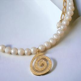 Colier perle naturale cu accesoriu spirala