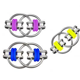 Set 3 jucarii Spinner Key Chain Fidget, antistres, galben/albastru/violet, Vivo