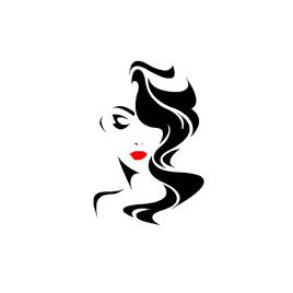 Sticker decorativ salon de infrumusetare, model femeie, 57 x 84.5, negru