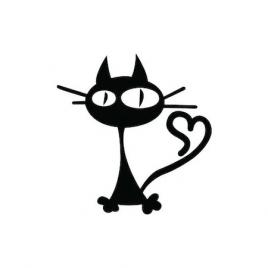 Sticker decorativ stickerstore pisica inimoasa, 10x10 cm, negru
