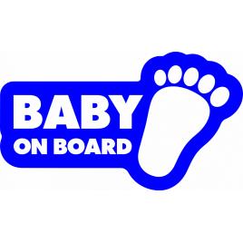 Sticker auto baby on board, talpa bebelus, 23x13cm, albastru