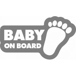 Sticker auto baby on board, talpa bebelus, 23x13cm, gri
