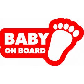 Sticker auto baby on board, talpa bebelus, 23x13cm, rosu