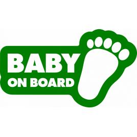 Sticker auto baby on board, talpa bebelus, 23x13cm, verde