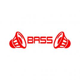 Sticker auto ''bass audio'', 23x10 cm, rosu