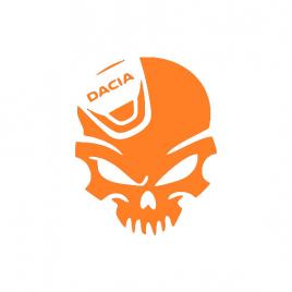 Sticker auto ''cap de mort dacia'', 13x10 cm, portocaliu