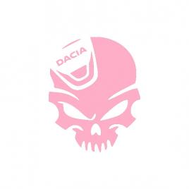 Sticker auto ''cap de mort dacia'', 13x10 cm, roz