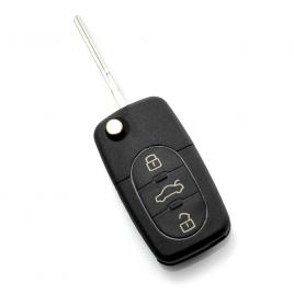 Audi - carcasa cheie tip briceag cu 3+1 butoane (1 buton de panica) si baterie