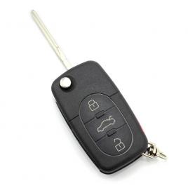 Audi - carcasa cheie tip briceag cu 3+1 butoane, buton de panica si baterie