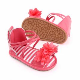 Sandalute corai cu floricele si barete (marime disponibila: 3-6 luni (marimea