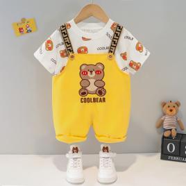 Costumas pentru baietei cu salopeta - cool bears (marime disponibila: 6-9 luni