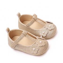 Pantofiori aurii pentru fetite - sweety (marime disponibila: 6-9 luni (marimea