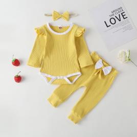 Compleu galben mustar pentru fetite (marime disponibila: 3-6 luni (marimea 18