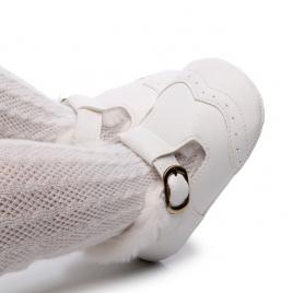 Pantofiori albi imblaniti pentru fetite - lilly (marime disponibila: 6-9 luni