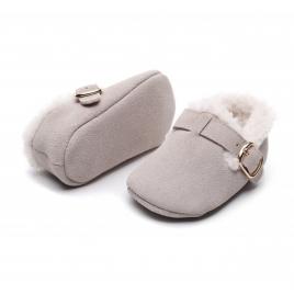 Pantofiori gri imblaniti pentru fetite - lilly (marime disponibila: 0-3 luni)
