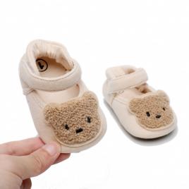 Pantofiori crem pentru fetite - ursulet (marime disponibila: 9-12 luni (marimea