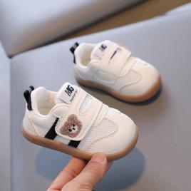 Adidasi ivoire cu dungi negre pentru bebelusi - teddy (marime disponibila: 6-9