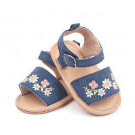 Sandalute din blugi cu floricele brodate (marime disponibila: 3-6 luni (marimea