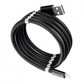 Cablu de incarcare rapida, flippy, usb, compatibil iphone, cu absorbtie magnetica, 1 m, negru