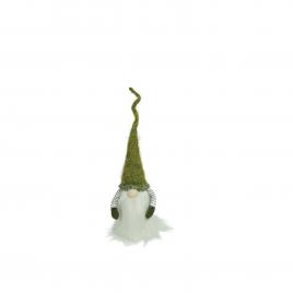 Ornament de craciun spiridus, flippy, verde/alb, textil, 53 cm
