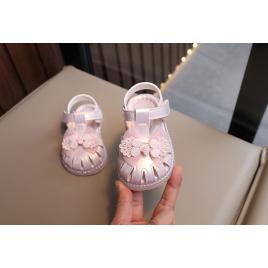Sandale roz sidefat pentru fetite - organza (marime disponibila: marimea 20)